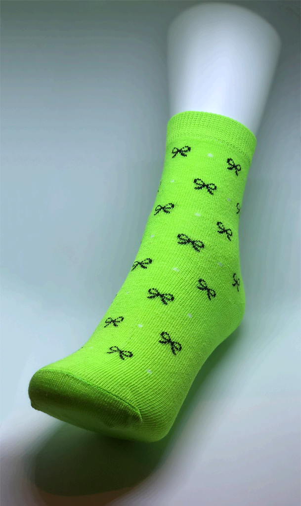 Neon Socks For Women - Green with Bows