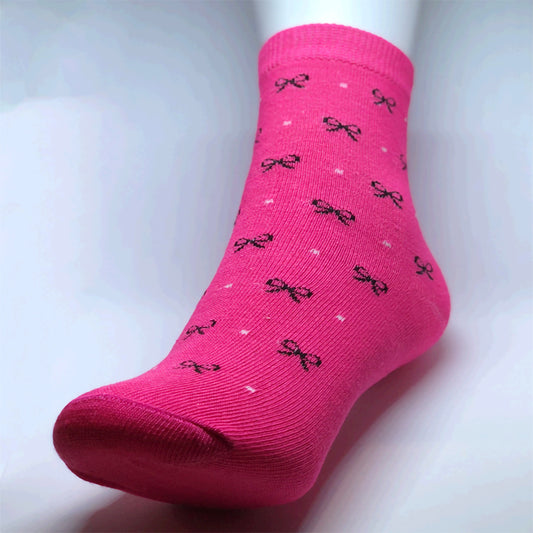 Hot Pink Socks With Black Bows