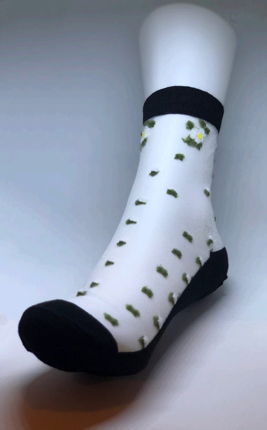 Nylon White Daisy sock - Bendiciones Apparel