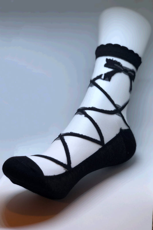 Nylon Strappy Bow sock - Bendiciones Apparel