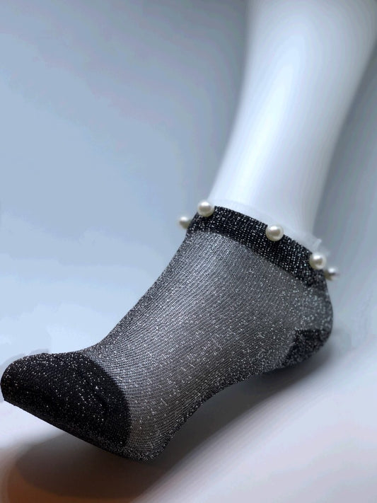 Sheer Silver Festive Nylon sock - Bendiciones Apparel